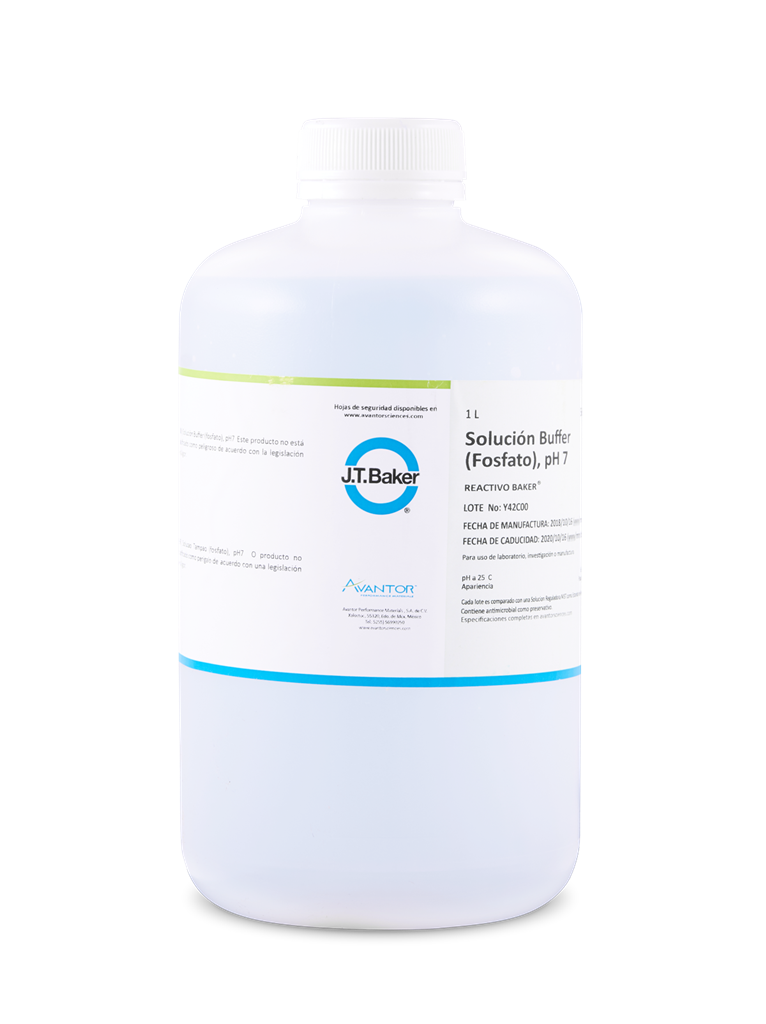 BUFFER pH 7.00, Solución Estándar, TRANSPARENTE, 1L. J.T. BAKER