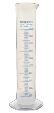 PROBETA DE PLASTICO BASE HEXAGONAL DE 2000 ML.